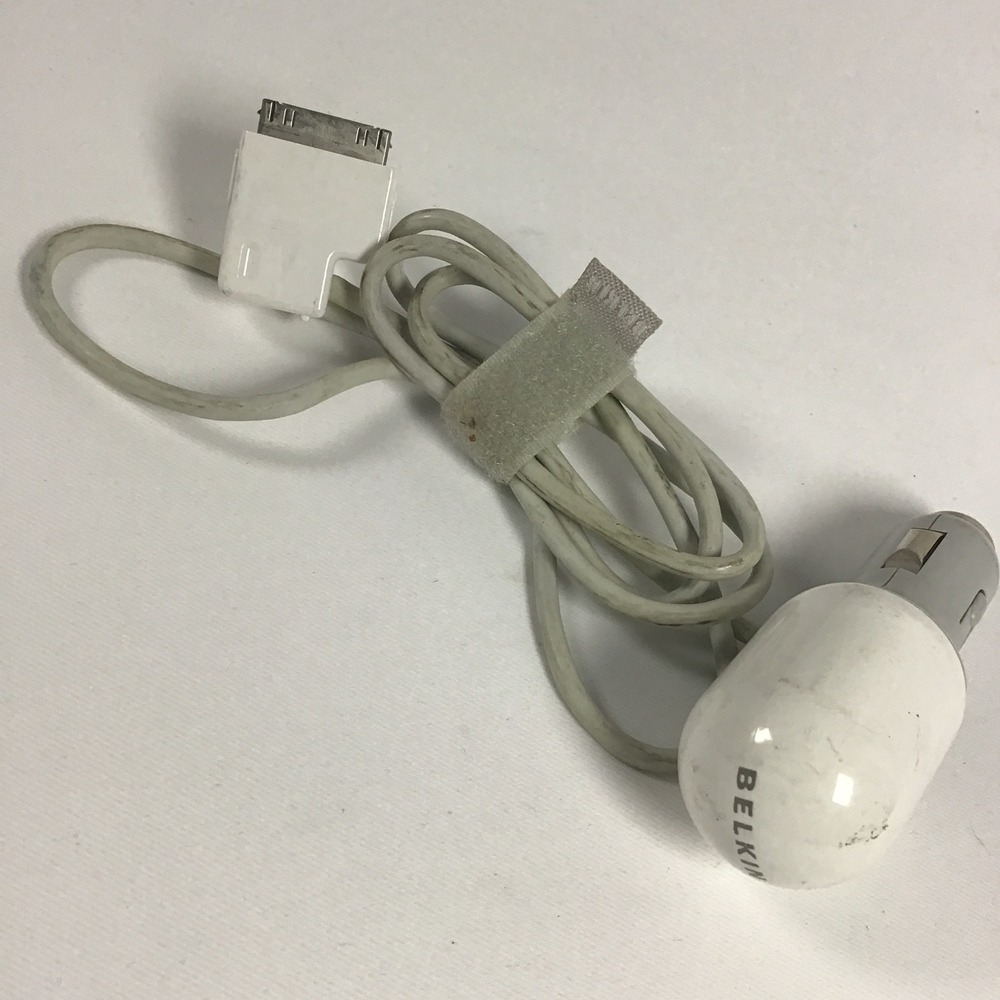 Belkin 30-Pin Car Charger with Aux Out and Volume Control for iPod iPhone White